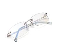 Amorays Gafas de lectura para hombre y mujer, modernas, sin marco, con filtro de luz azul, antirreflectantes, 6001, plata, +3.00