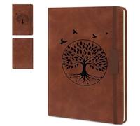 AmorBeBe Lined Journal Notebook for Women & Men, A5 Hardcover Leather Journal, 160 Pages with 100GSM Thick Paper, College Ruled for Writing, Travel, Work (Tree)