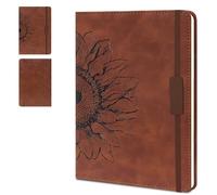 AmorBeBe Lined Journal Notebook for Women & Men, A5 Hardcover Leather Journal, 160 Pages with 100GSM Thick Paper, College Ruled for Writing, Travel, Work (Sunflower)