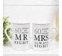 Amore 60 Years of Being Mr Right and Mrs Always Right Par de tazas de porcelana - 10th Set