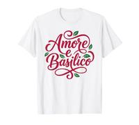 Amore e Basilico Amor Italiano Albahaca Amante de la Comida Camiseta gráfica económica, Hombre, Blanco, L