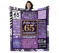 Amorea Manta de Cumpleaños para 65 Años Mujer 130 x 150 cm Manta Ideas para Tía Mamá Abuela Novia Mujer Hermana Prima Mejor Amiga Compañera Jefa Sobrina Feliz 65 Cumpleaños (65-Ella)