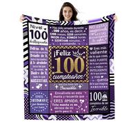 Amorea Manta de Cumpleaños para Mujer de 100 Años 130 x 150 cm Manta Ideas para Tía Mamá Abuela Novia Mujer Hermana Prima Mejor Amiga Compañera Jefa Sobrina Feliz 100 Cumpleaños (100-ella)