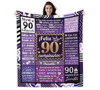 Amorea Manta de Cumpleaños para Mujer de 90 Años 130 x 150 cm Manta Ideas para Tía Mamá Abuela Novia Mujer Hermana Prima Mejor Amiga Compañera Jefa Sobrina Feliz 90 Cumpleaños (90-Ella)