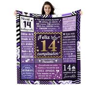 Amorea Mantas de cumpleaños para niñas de 14 Años 130 x 150 cm Ideas para Hija Hermana Nieta Sobrina Prima Mejor Amiga Feliz Cumpleaños Regalo de Cumpleaños Número 14 (14-Ella)