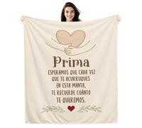 Amorea Prima Esperamos Que Cada Vez Que te acurruques en Esta Manta te recuerde cuánto te Queremos Mantas para Prima Mujer Niña Recordatorio Cumpleaños Regalo Familiar (Prima-b)