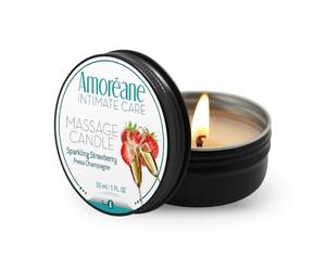 Amoréane Vela de Masaje Sparkling Strawberry - Aceite de Masaje Tibio con Aceite de Soja y Fitoplancton - Fabricación Española - Aroma Fresa - 30 ml