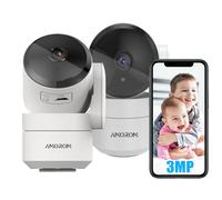 AMOROM 2K Cámara Vigilancia WiFi Interior 360º Camara Vigilancia Domicilio con IA y Alertas Personalizadas, Detección de Movimiento, Compatible con Alexa, 2.4GHz WiFi, 2 Pack