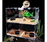 AMORPO Terrario acrílico, Terrario Reptiles, Caja de recinto de Jaula de Reptil de 2/4 Rejillas para grillos de araña de Insectos Gecko Scorpion Sling Mantis Frog Caracoles Cangrejos(Size:4 Grids)