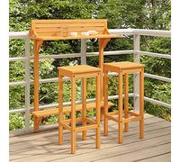 Amorsee Set Muebles de Bar de Jardín 3 Piezas, Mesa y Sillas de Bar, Mesa y Sillas Alta Jardín Terraza, Set Mesa Alta de Bar y 2 Taburetes, Mesas Altas y Taburetes Barra de Bar Exterior Jardin