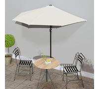 Amorsee Sombrilla Parasol de Jardín Semicircular con Manivela para Exterior Terraza Patio Piscina Blanco Arena 270 x 144 x 222 cm