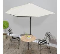 Amorsee Sombrilla Parasol de Jardín Semicircular con Manivela para Exterior Terraza Patio Piscina Blanco Arena 300 x 155 x 223 cm