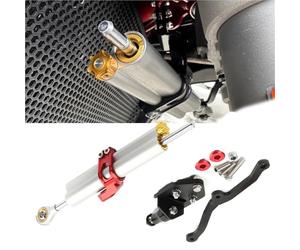 Amortiguador de dirección Accesorios para Motocicleta para Ducati Multistrada MTS950/1200/1260 / V2 Kit De Montaje Soporte para Amortiguador Dirección(Silver)
