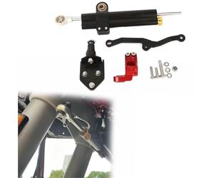 Amortiguador de dirección Amortiguador De Dirección para Motocicleta para Ducati Multistrada MTS 950/1200 1260 V2 Kit Soporte(Nero)