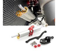 Amortiguador de dirección Amortiguador Estabilizador De Dirección para Ducati Multistrada MTS950/1200/1260 / V2 Accesorios Motocicleta Kit Montaje Soporte(Silver)