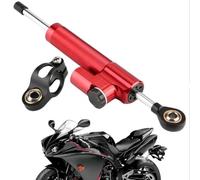 Amortiguador de Direccion Moto, Estabilizador de amortiguador de dirección de aleación de aluminio universal para motocicleta para la mayoría de las motocicletas (rojo y negro)