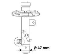 Amortiguador Eje delantero, derecha Espiga arriba 3338012 KYB para PEUGEOT 208 I