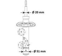 Amortiguador Eje delantero, derecha Espiga arriba 3338057 KYB para CITROËN