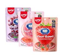 AMOS 4D Gominolas Chuches, 3 Sabores Frutas Mixtas (Fresa & Melocotón & Uva) Regalo Chuches, Snack Frutas Mixta Caramelo Fiesta Dulce 65 G/Bolsa, 3 Bolsas