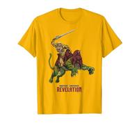 Amos del Universo: Revelation He-Man y Battle Cat Camiseta, Hombre, Dorado Brillante, XL