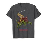 Amos del Universo: Revelation He-Man y Battle Cat Camiseta, Hombre, Jaspeado Oscuro, 3XL