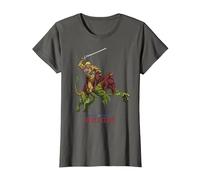 Amos del Universo: Revelation He-Man y Battle Cat Camiseta, Mujer, Asfalto, XS