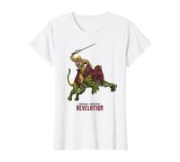Amos del Universo: Revelation He-Man y Battle Cat Camiseta, Mujer, Blanco, S
