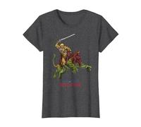 Amos del Universo: Revelation He-Man y Battle Cat Camiseta, Mujer, Jaspeado Oscuro, 3XL