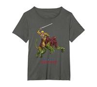 Amos del Universo: Revelation He-Man y Battle Cat Camiseta, Mujer Tallas Grandes, Asfalto, 1XL Grande