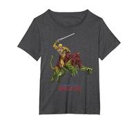 Amos del Universo: Revelation He-Man y Battle Cat Camiseta, Mujer Tallas Grandes, Jaspeado Oscuro, 5XL Grande