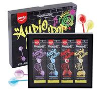 Amos Música Piruletas Chuches,4 Unidad Navidad Dulce Regalo Piruletas Caramelos (Fresa & Uva & Arándano & Limón), Sin Azúcar Audio Canto Piruleta Caramelos Regalo