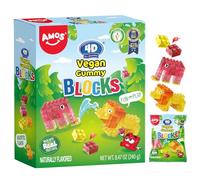 AMOS Peelerz 4D Gominolas Chuches Bloques & Ladrillos Caramelos, Veganas Chuches 4 Sabores (Fresa & Sandía & Piña & Mango) Navidad Caramelos Fiesta Regalo- Caja 240G