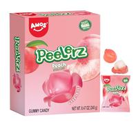 AMOS Peelerz Gominolas Chuches, Melocotón Pelable Navidad Caramelos Regalo, 3D Fruta Pelar Divertirse Chuches, Blandos Chucherias Gomas Detalle Celebrar Regalo - Presentación Caja 240G (Melocotón)