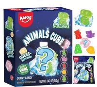 AMOS Peelerz Gominolas Chuches, Pascua Caramelos (Fresa & Uva & Manzana & Naranja) Regalo Cubo 4 Sabores Pelable Chuches, Fruta Caramelo Golosinas About 8-10Bags- 240g