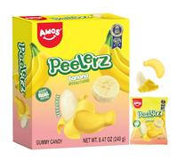 AMOS Peelerz Gominolas Chuches, Plátano Pelable Pascua Caramelos Regalo, 3D Fruta Pelar Divertirse Chuches, Blandos Chucherias Gomas Detalle Celebrar Regalo - Caja 240G (Plátano)