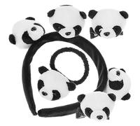 Amosfun 1 Juego Conjunto de diadema de panda pasador de pelo panda disfraz de panda rojo pines de panda accesorios de panda pin de panda anillo para el pelo cuerdas para el cabello Felpa
