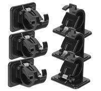 Amosfun 1 Juego Soportes Plásticos para Barra De Cortina con Fijación Autoadhesiva Clips Resistentes para Toallas Y Cortinas Instalación Sin Taladrar Superficies como Mármol Y 6 Piezas