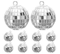 Amosfun 10 piezas Bolas Espejo Disco Colgantes Decorativas Efecto Reflectante para Fiestas Jardín Exteriores