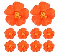 Amosfun 10 Piezas Flor De Hibisco Hawaiano Decoración Hawaiana Flor De Hibisco Falsa Pequeñas Flores Artificiales Flores Tropicales Artificiales Naranja Eva