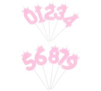 Amosfun 10 Piezas número de Vela Oro Velas para Pastel Fiesta Decoraciones Vela cumpleaños candelas de número Vela de Cupcake de cumpleaños favores de cumpleaños Vela número 6 Cera Rosa