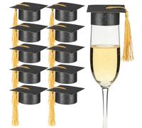 Amosfun 10 Recuerdos de Graduación Tapas para Copas Negras de Papel y Algodón para Fiesta Universitaria Que Crean Ambiente Festivo y No se Rompen, Pack de 10 Unidades