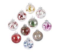 Amosfun 10 Unidades Bolas Colgantes de Plástico Transparentes Huecas para Decoración de Navidad Adornos para Árbol y Fiestas Mezcla de Colores y Estilos