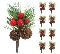 Amosfun 10 Unidades de Ramas de Bayas de Abeto, Ramos Decorativos, Ramos de Bayas Artificiales, Ramas para Navidad, y Guirnalda, decoración para el árbol de Navidad