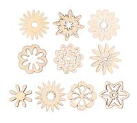 Amosfun 100 Piezas de Estrellas y Flores de Madera para Manualidades Diy, Virutas de Madera Natural para Decoración, Adornos Creativos para Fiestas y Proyectos Artísticos