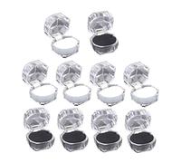Amosfun 10piezas Joyero De Cristal Transparente Caja Para Anillos De Boda y Compromiso Contenedor Para Anillos De Joyería Para Propósitos y Regalos Para Su Prometida