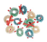 Amosfun 12 Piezas Guirnalda de Navidad Mini de Sisal con Lazo Encantador y Ambiente Romántico, Decoración Colgante Suave para Fiestas y Cumpleaños