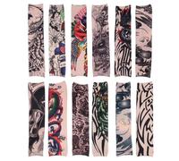 Amosfun 12 Piezas Manga de Brazo para Montar a Caballo, Tatuajes Mangas del Brazo de Poliéster, Transpirable, Apariencia de Tatuaje Realista, para Ciclismo y Running Varios estilos