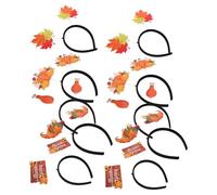 Amosfun 12 Piezas Pack Thanksgiving Hair Hoops Turkey Drumstick Party Headbands With Maple Leaf Design For Fall Festival And Holiday Celebrations