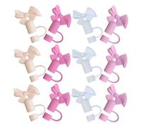 Amosfun 12 Piezas Tapas de Silicona para con Lazo Elegante Antipolvo Reutilizables para Vasos de Accesorios Decorativos para Hogar Oficina y Escuela