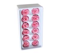 Amosfun 12 Rosas Inmortales 3-4 Cm Color Rosa Claro 12 Piezas Caja para Decoración de Bodas, Centros de Mesa y Ramos DIY, Flores Preservadas para Obsequio y Eventos Obsequios